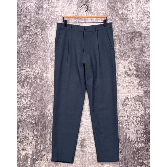 COS Pants 32 x 28 Mens Blue Green Wool Slim Fit Trouser - Picture 1 of 7